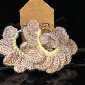 Handmade crochet earrings, hypoallergenic silver earring, hoop style